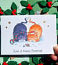 Cat merry Christmas card, Ginger cat black cat, From the cat, Meowy Christmas! - Image 2