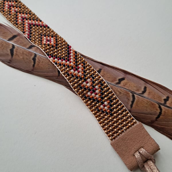 Beaded loom bracelet or Anklet 