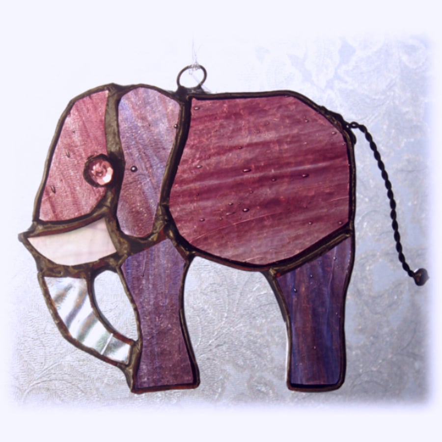 Elephant Suncatcher Stained Glass Little Purple 