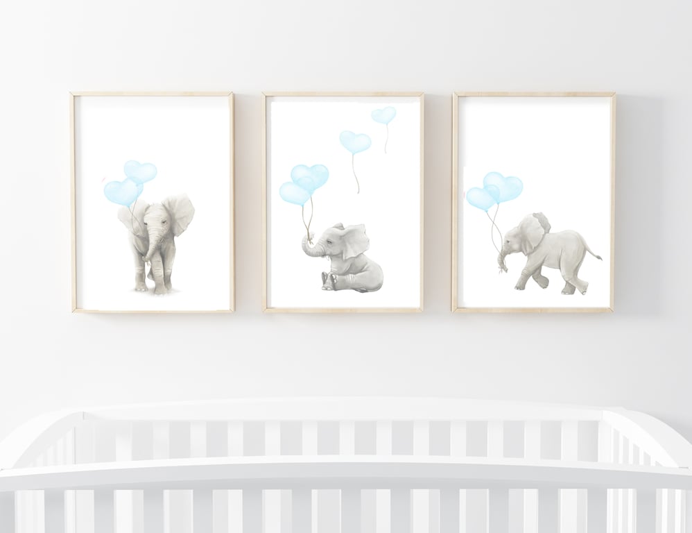 Elephant Nursery Wall Art - SET OF 3