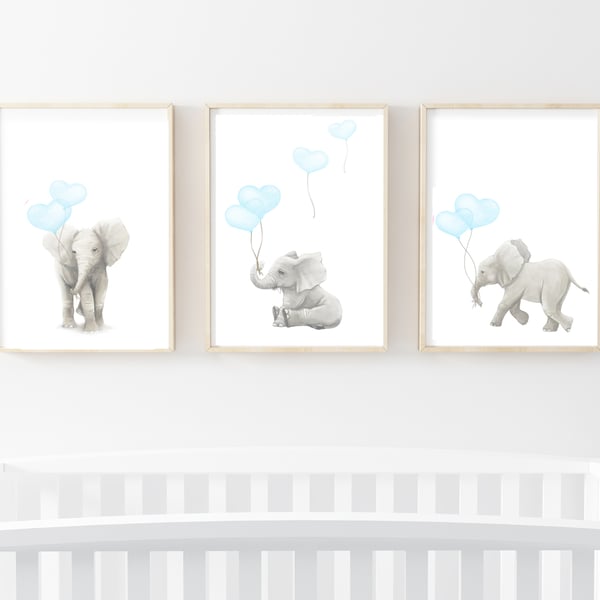 Elephant Nursery Wall Art - SET OF 3