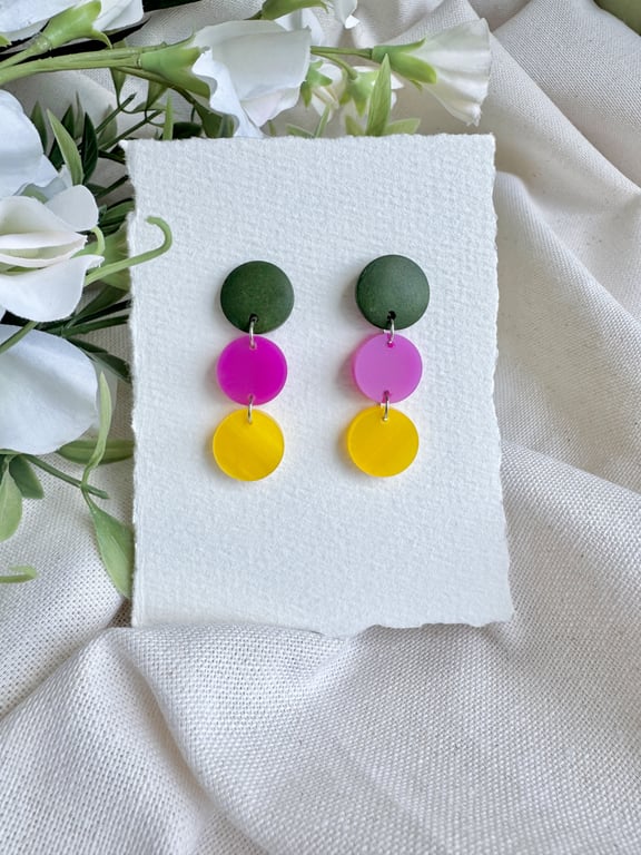 Three Circle Pop Drop Earrings