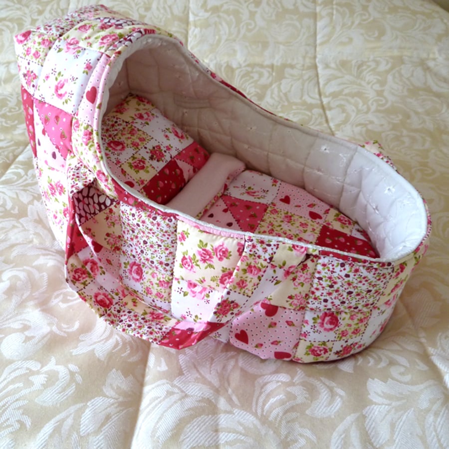 Large Patchwork Doll's Carrycot