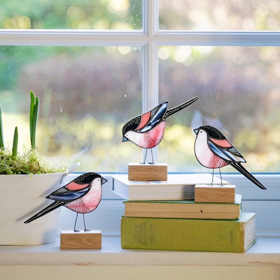 Long Tailed Tit Glass Sculpture 
