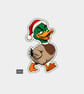 Funny Christmas Sticker Vinyl Xmas Decal For Adults - Cheeky Duck In Santa Hat - Image 1