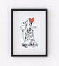 Two Houses with heart illustration, Giclee print