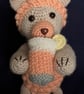 Pineapple cocktail bear pale peach with moveable arms and a cocktail drink - Image 2