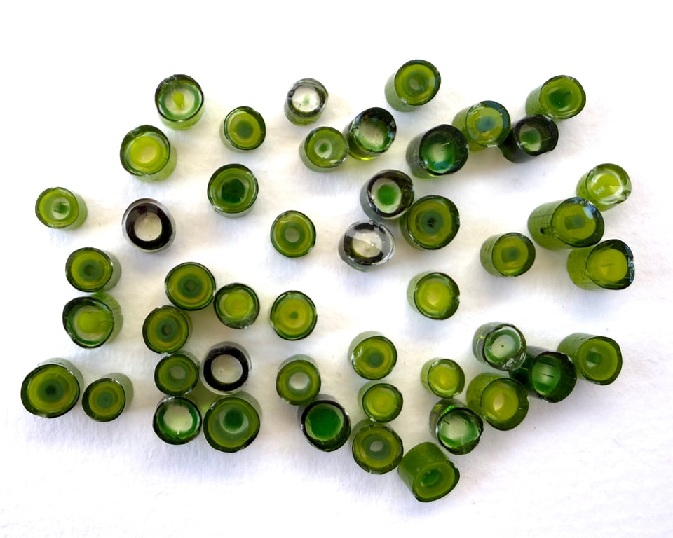 20g green concentric circles murrini made with Bullseye 90coe glass
