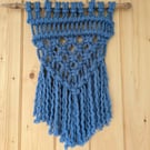 Medium blue macrame wall hanging