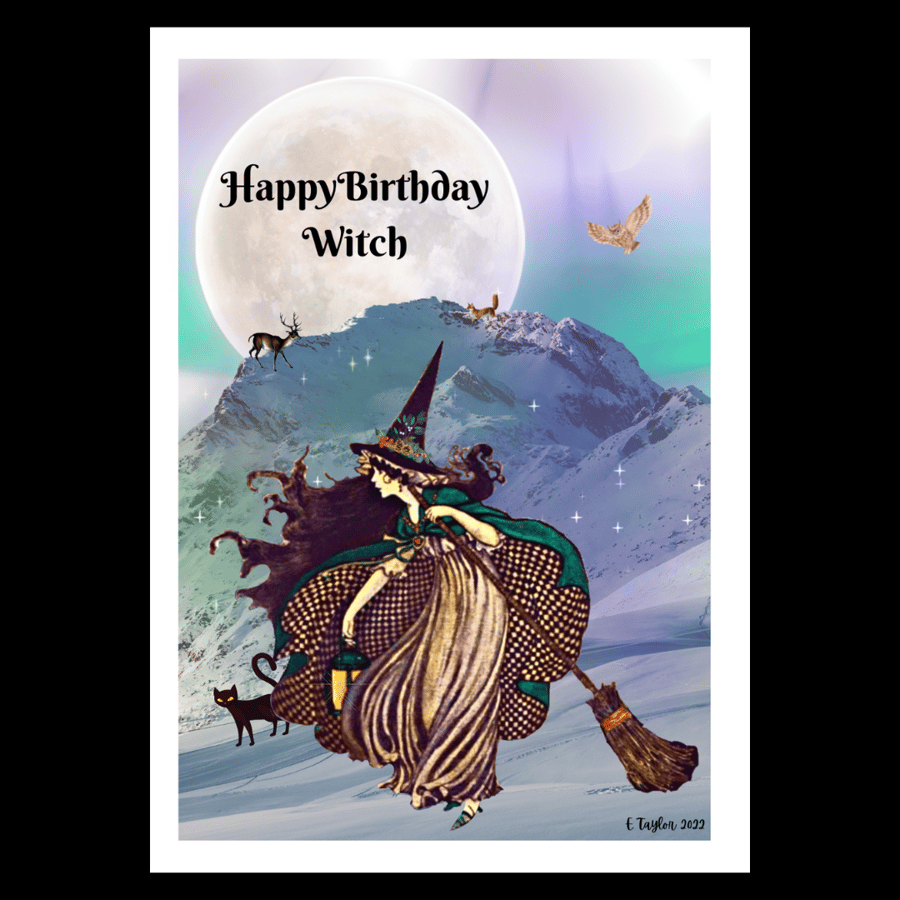 Happy Birthday Witch Card  Personalised Seeded Wiccan Pagan Goddess