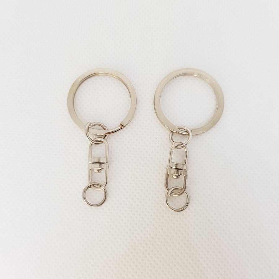 10 Pcs 25 mm Metal Silver Flat Split Circular Keychain Hoops Keyring Connector