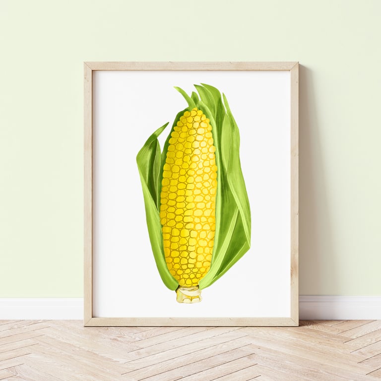 Sweetcorn Art Print, Illustrated Art Print