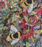 Textile nature art - bees - eco gift - wall hanging - ready to hang - Image 6
