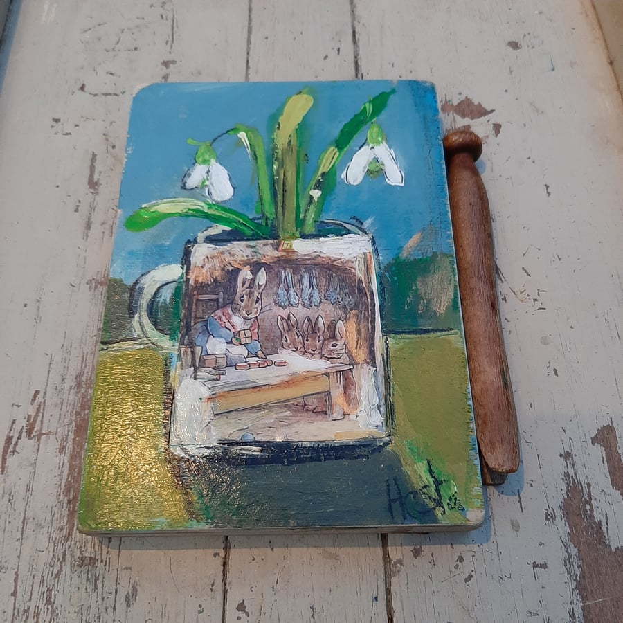 Snowdrops mixed media painting 