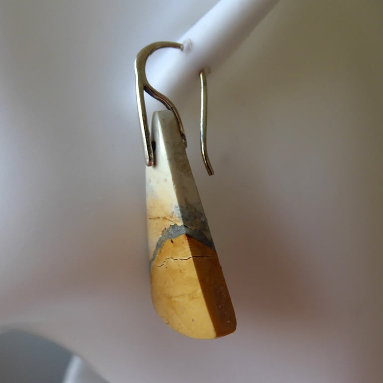 Single Sterling Silver & Maligano Jasper Triangular Gemstone Earring