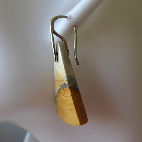 Single Sterling Silver & Maligano Jasper Triangular Gemstone Earring