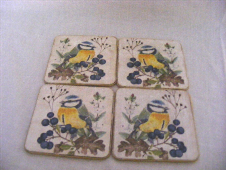 Set of 4 Blue Tit Coasters