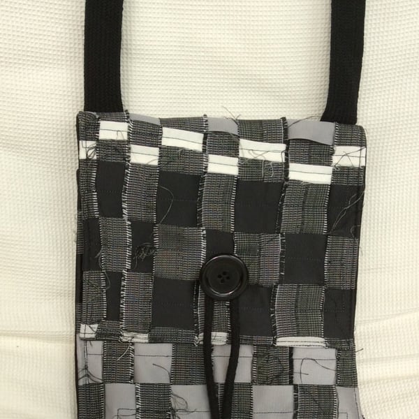  Monochrome, recycled, woven shoulder bag, satchel