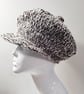 Crochet Brown and Cream Wool Newsboy Cap with Lining