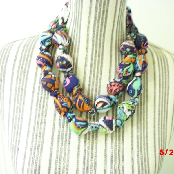 HANDMADE FABRIC NECKLACES MADE WITH SCARF MATERIAL 36.5 INCHES LONG