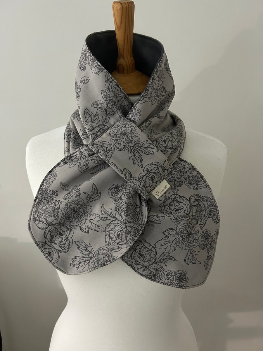 Roses & Peony Scarf with fleece lining