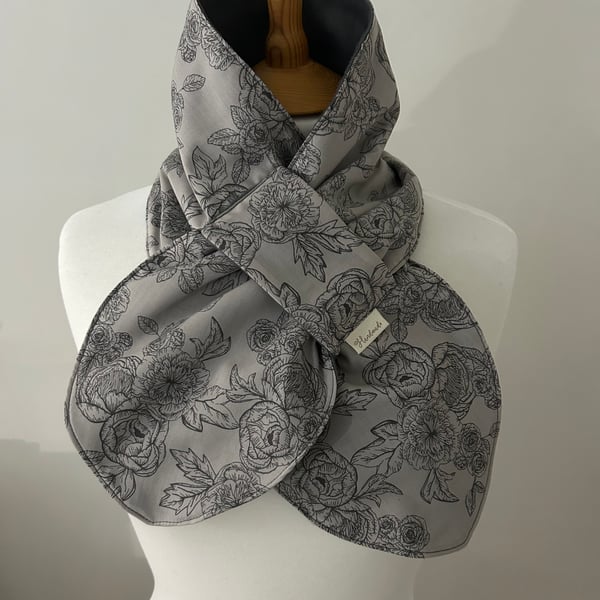 Roses & Peony Scarf with fleece lining