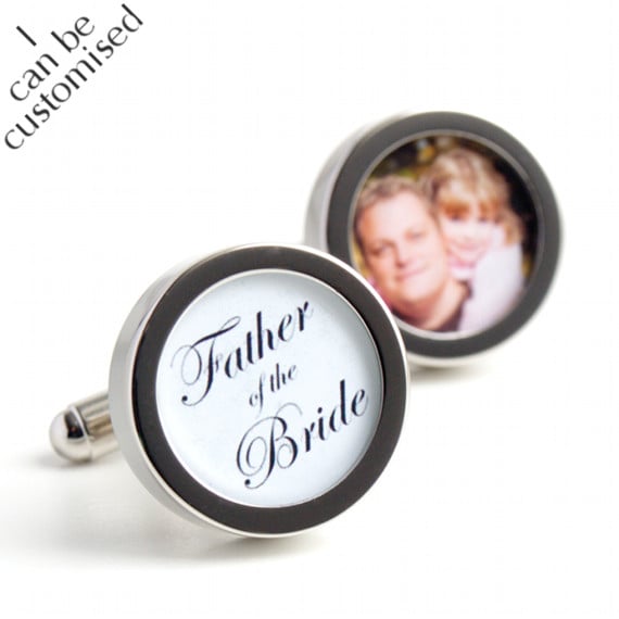Custom Father of the Bride Cufflinks with Photograph of Father and Daughter