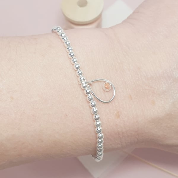 Unique, sterling silver Roimata inspired sandstone empowering bracelet, OOAK