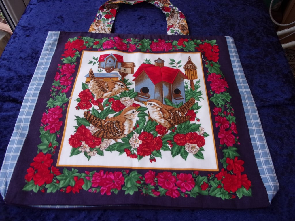 Birds & Birdhouses Fabric Bag
