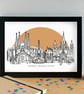 Barcelona Skyline Art Print - Image 3