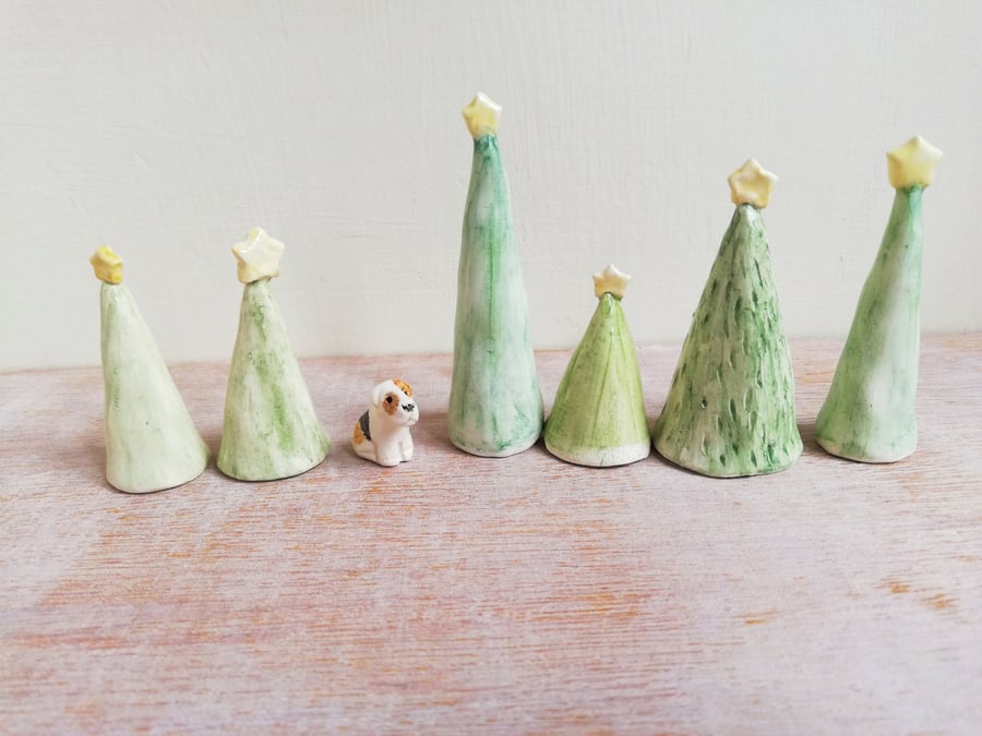 Little pottery Christmas tree - handmade ceramic ornament or cake topper. 