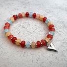 Glass bead charm bracelet