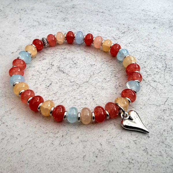 Glass bead charm bracelet