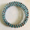 Bronze & Blue Beaded Memory Wire Bracelet