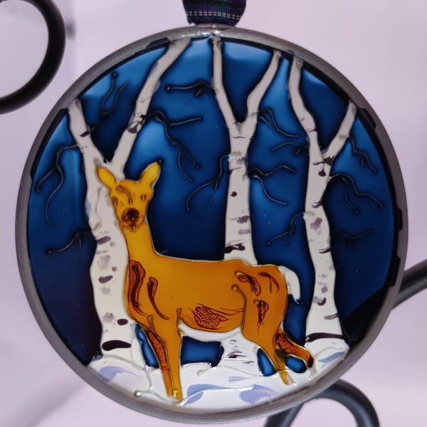 Handmade glass painted window hanging or Christmas tree bauble