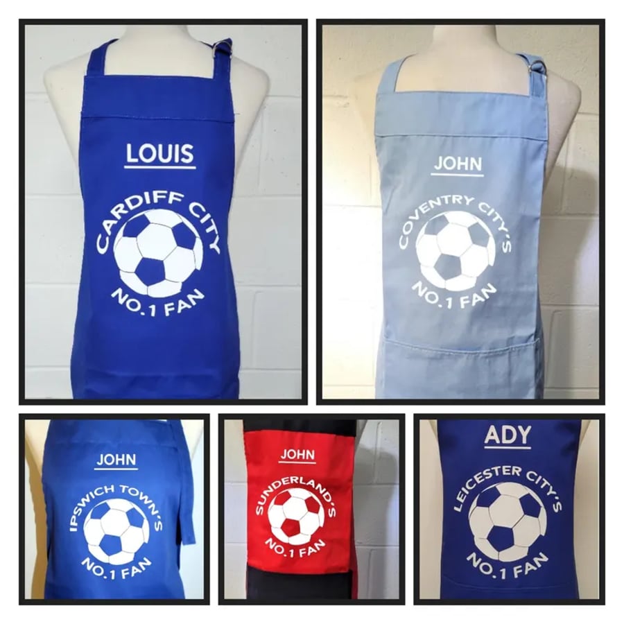 Medium personalised Football No.1 Fan Apron: Championship team colors