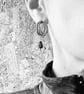 Weathered agate & copper hoop earrings; textured drop earrings - Image 3