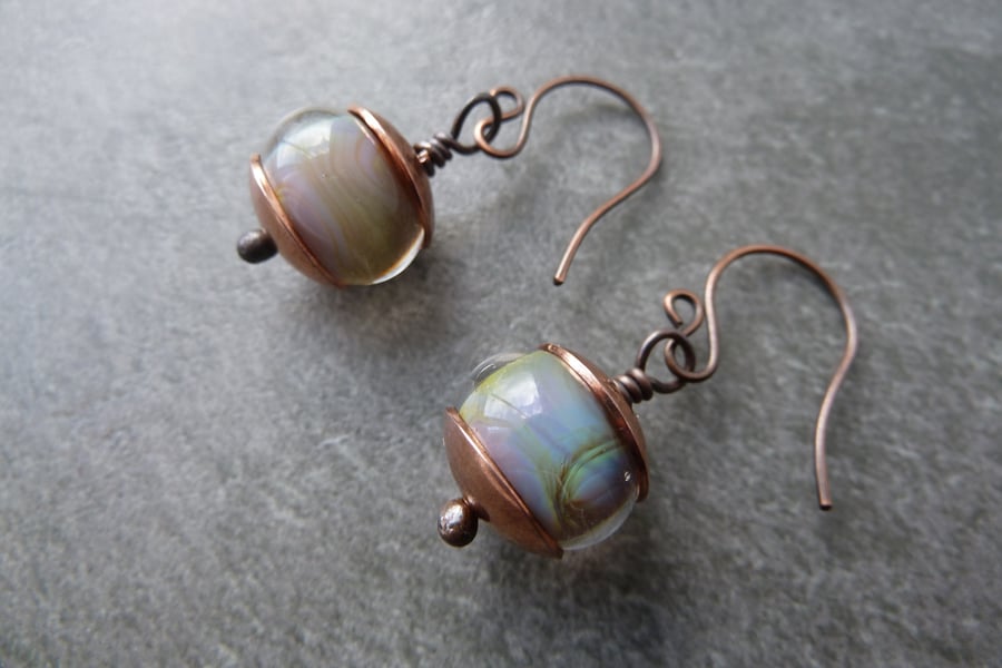 Copper and lampwork earrings