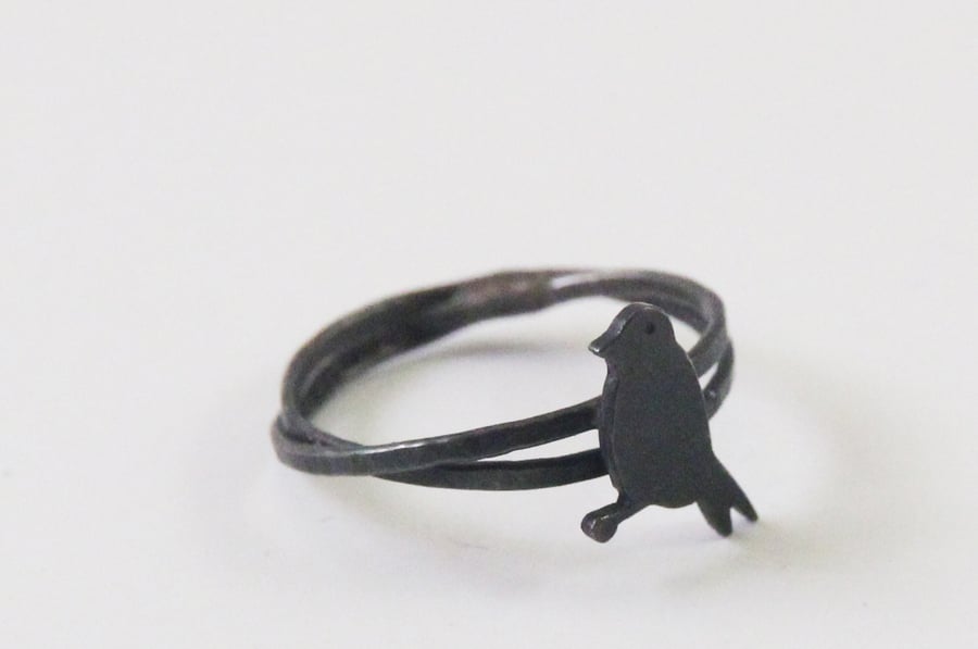 Goldfinch Ring Oxidised Silver