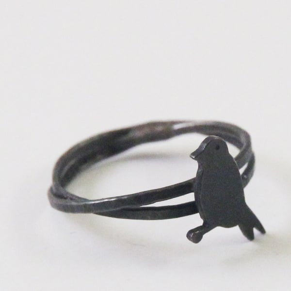 Goldfinch Ring Oxidised Silver