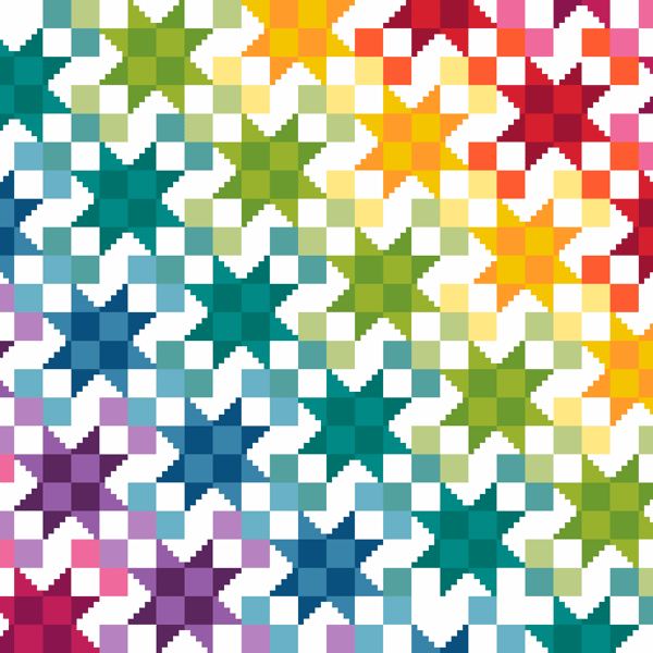 228 - Geometric Patchwork Quilt Cross Stitch Pattern: Rainbow Amish Design (PDF)