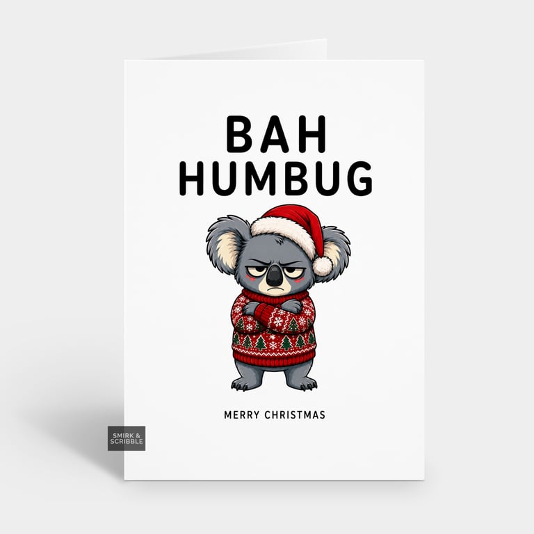 Funny Christmas Card - Bah Humbug Koala