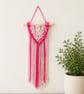 Small Pink Layered Macrame Wall Hanging, Boho Style Decor, 20cm Wooden Dowel