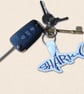 Shark Keyring - Embroidered Sea Creature Word Art Bag Charm - Image 2