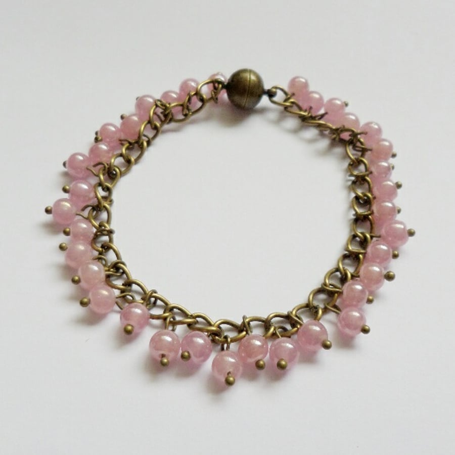 Pale Pink Antique Gold Bracelet