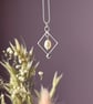 Silver Square & Pearl Pendant on 18" Ball Chain - Handmade - Image 5