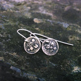 Eco Silver Textured Moon Dangle Earrings