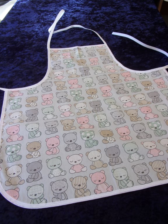 Pink, Grey and Beige Teddy Bears Baby Apron