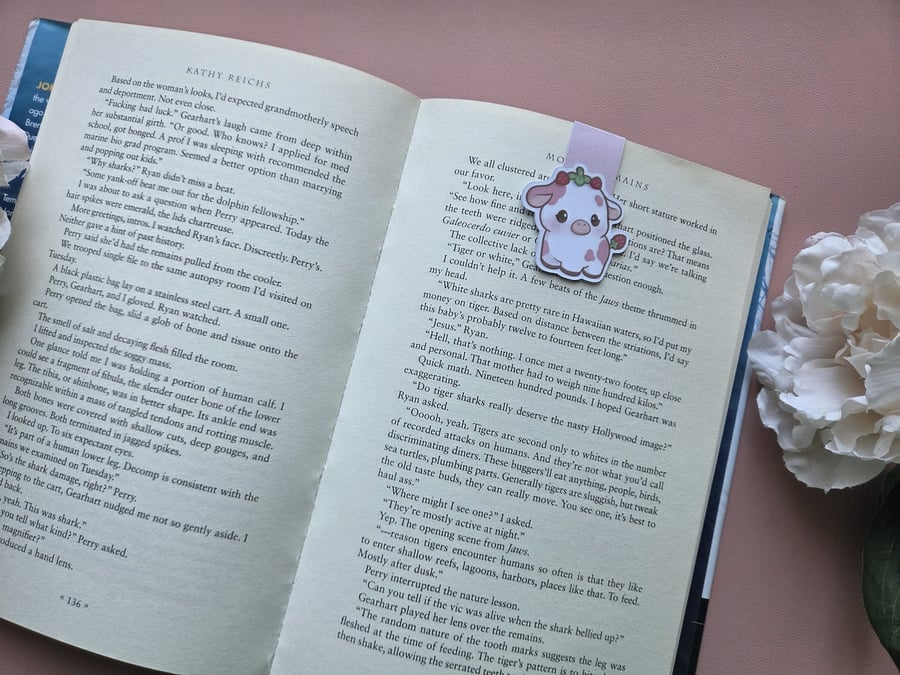 Strawberry Cow Magnetic Bookmark Bookish Gift Cute Bookmark