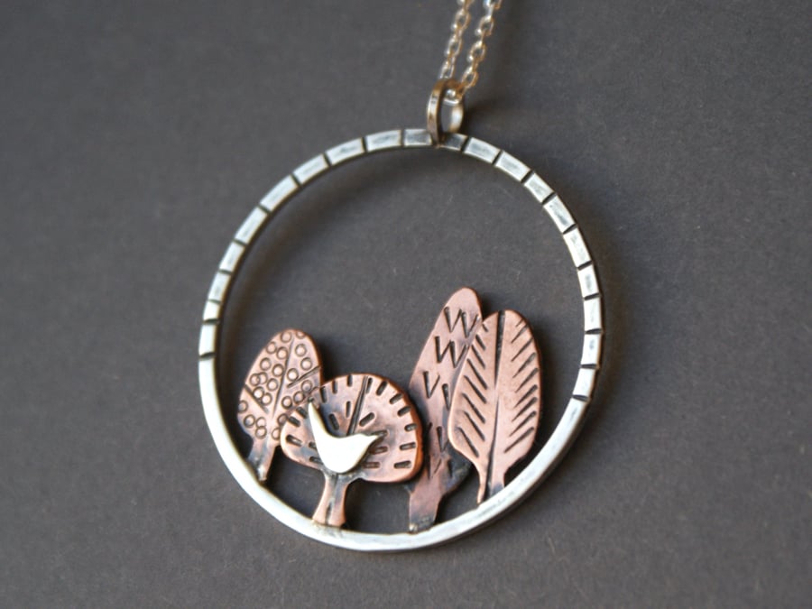 Woodland walk pendant - 4 trees
